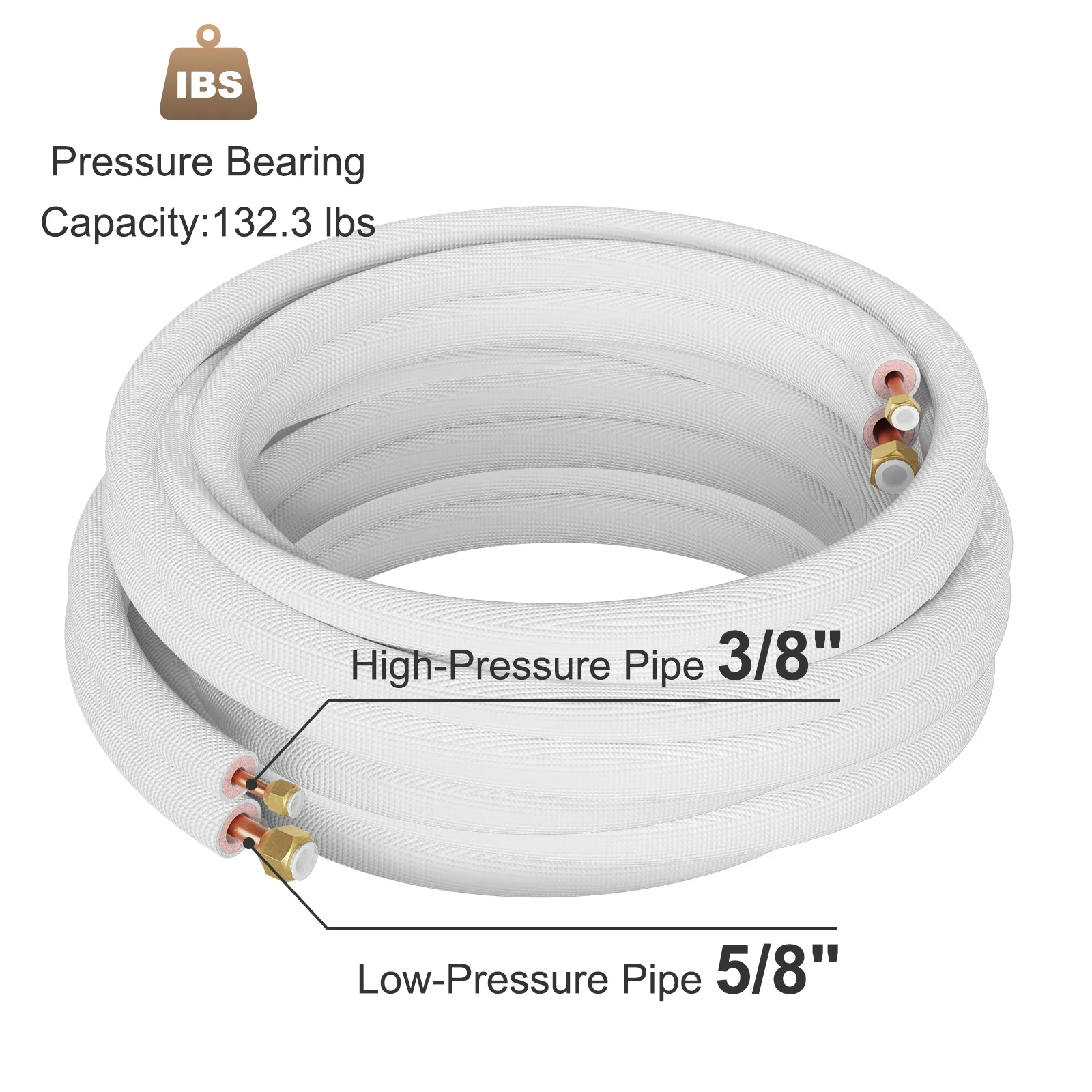 Juego de mini líneas divididas VEVOR con tuberías de 3/8" de alta presión y 5/8" de baja presión.