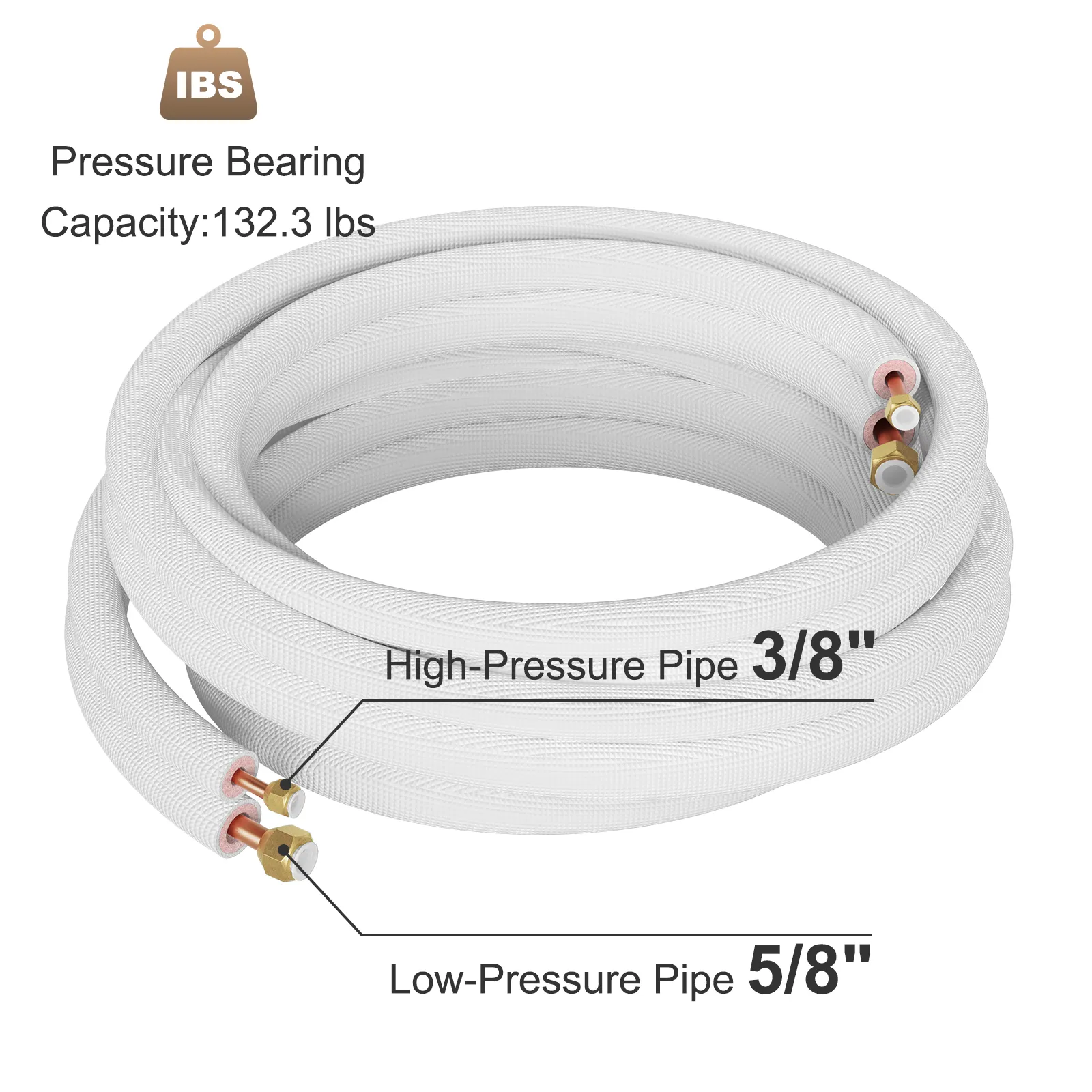 Juego de líneas de cobre mini split VEVOR con tuberías de alta presión de 3/8" y baja presión de 5/8".