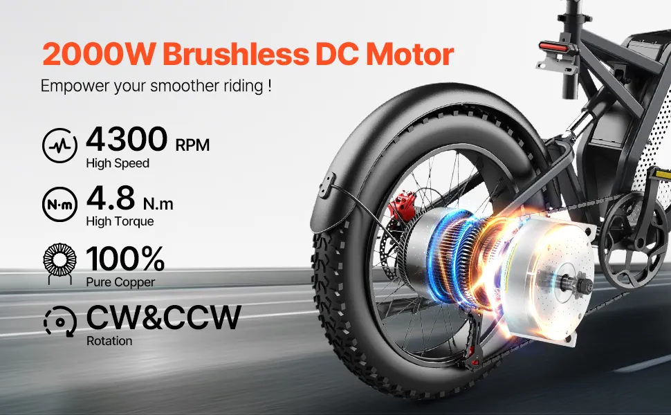 2000W Electric Brushless DC Motor Kit 48V 4300rpm Motor with Upgraded Controller