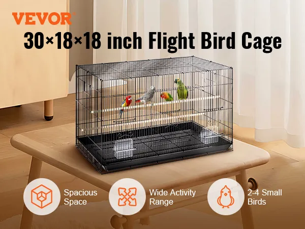 VEVOR bird cage 30x18x18 inch, spacious, wide activity range, suitable for 2-4 small birds.