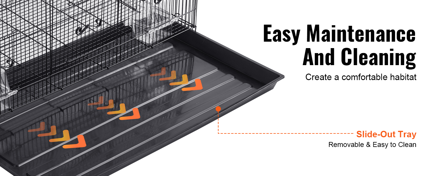 Клітина для птахів VEVOR з висувним піддоном для зручності догляду та чищення, що забезпечує комфортні умови утримання.