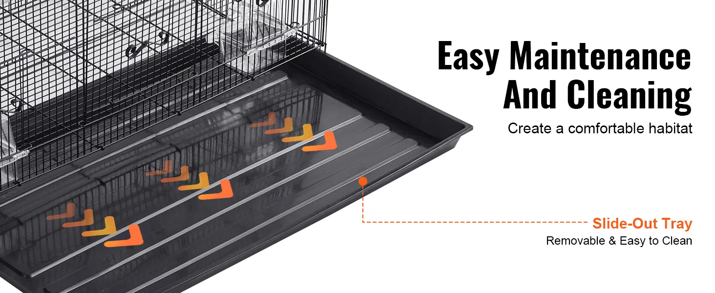 VEVOR bird cage with slide-out tray for easy maintenance and cleaning, ensuring a comfortable habitat.