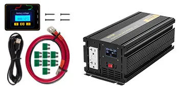 Inversor de corriente VEVOR 3000w con pantalla LCD, cables y puerto USB para una energía eficiente.