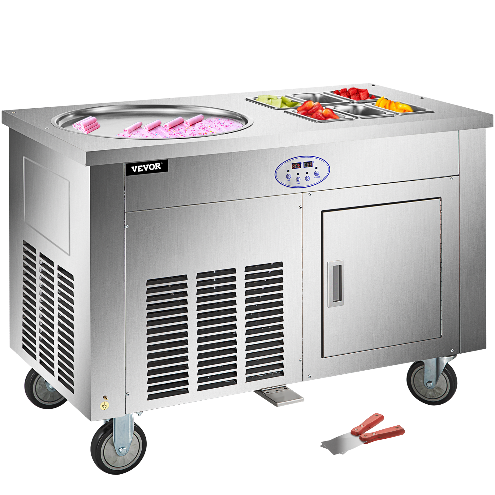 VEVOR Commercial Rolled Ice Cream Machine, Stir-Fried Ice