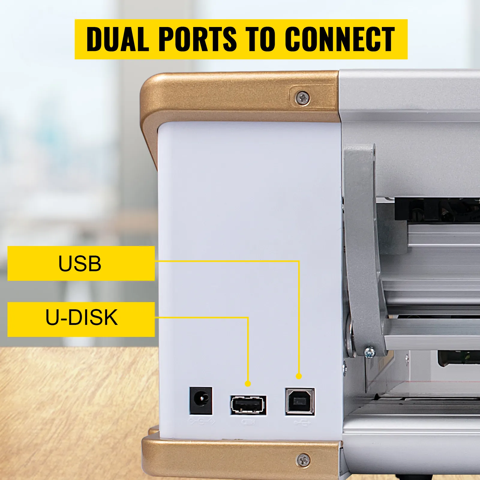 VEVOR vinyl cutter with usb and u-disk ports for easy connectivity.