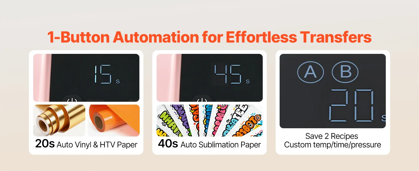 VEVOR Auto Heat Press Machine, 15 x 15 inch, T-Shirt Press Machine with Auto Release and Adjustable Pressure, Digital Display, Rapid Heating, for Sublimation, Vinyl, Heat Transfer Projects, Pink