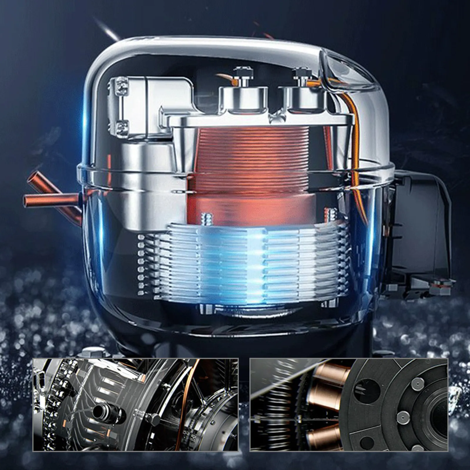VEVOR flake ice machine internal components in close-up view with detailed mechanics.