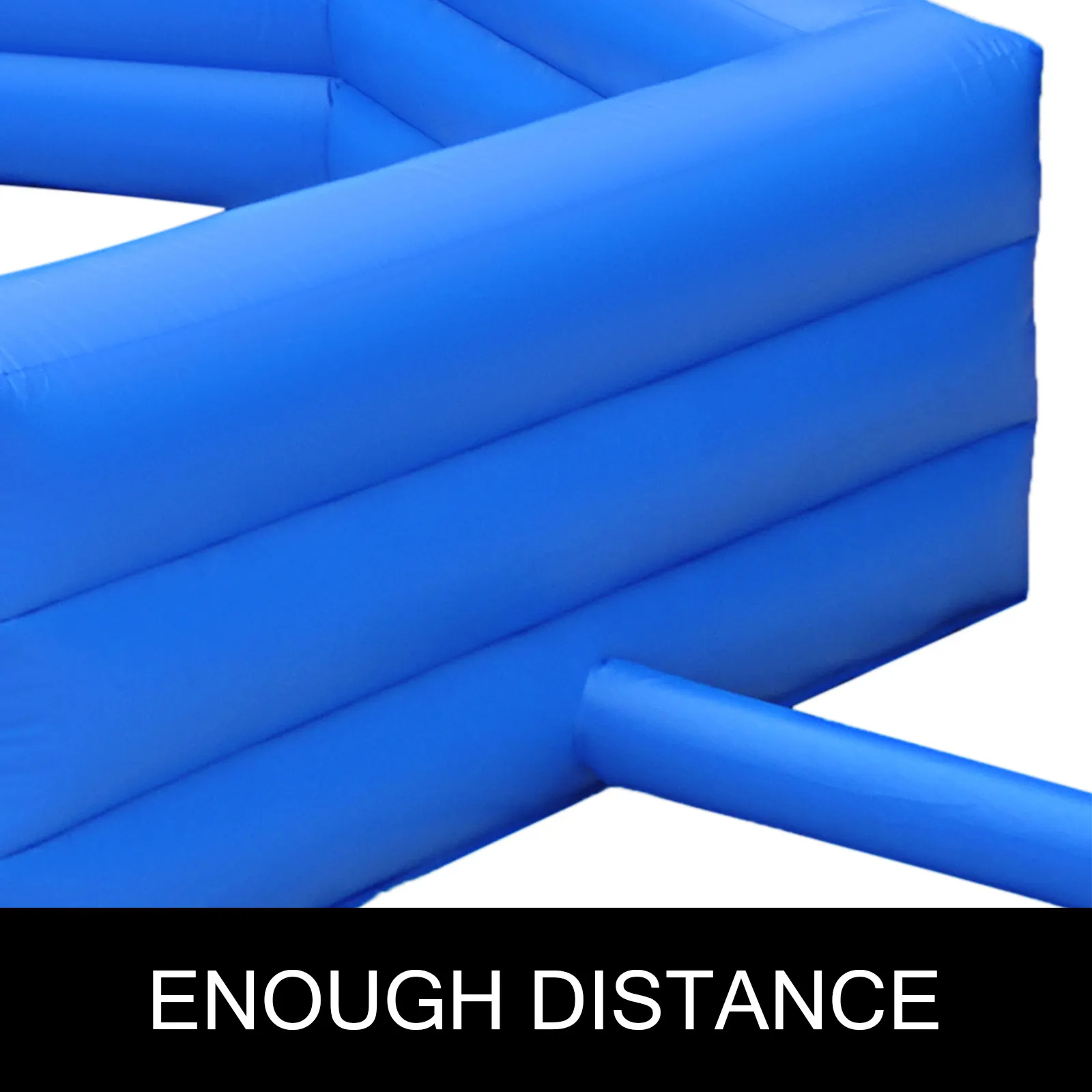 blue VEVOR gaga ball pit corner emphasizing distance.