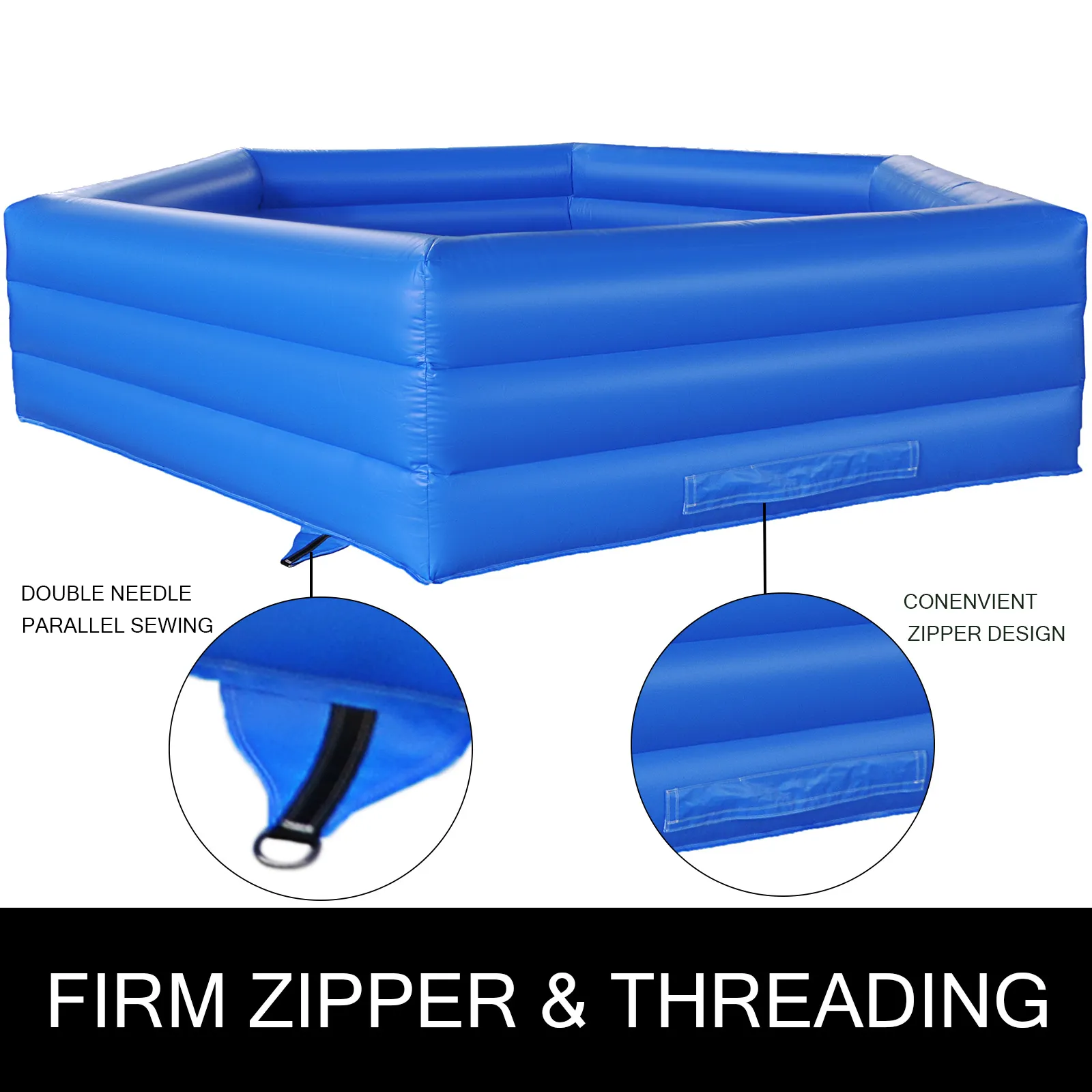 blue VEVOR gaga ball pit with firm zipper and double-needle parallel sewing.