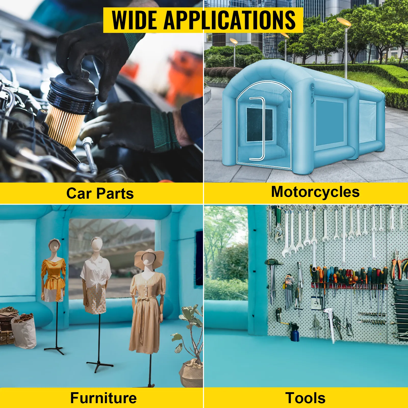 Cabina de pintura inflable VEVOR para piezas de automóviles, motocicletas, muebles y herramientas.