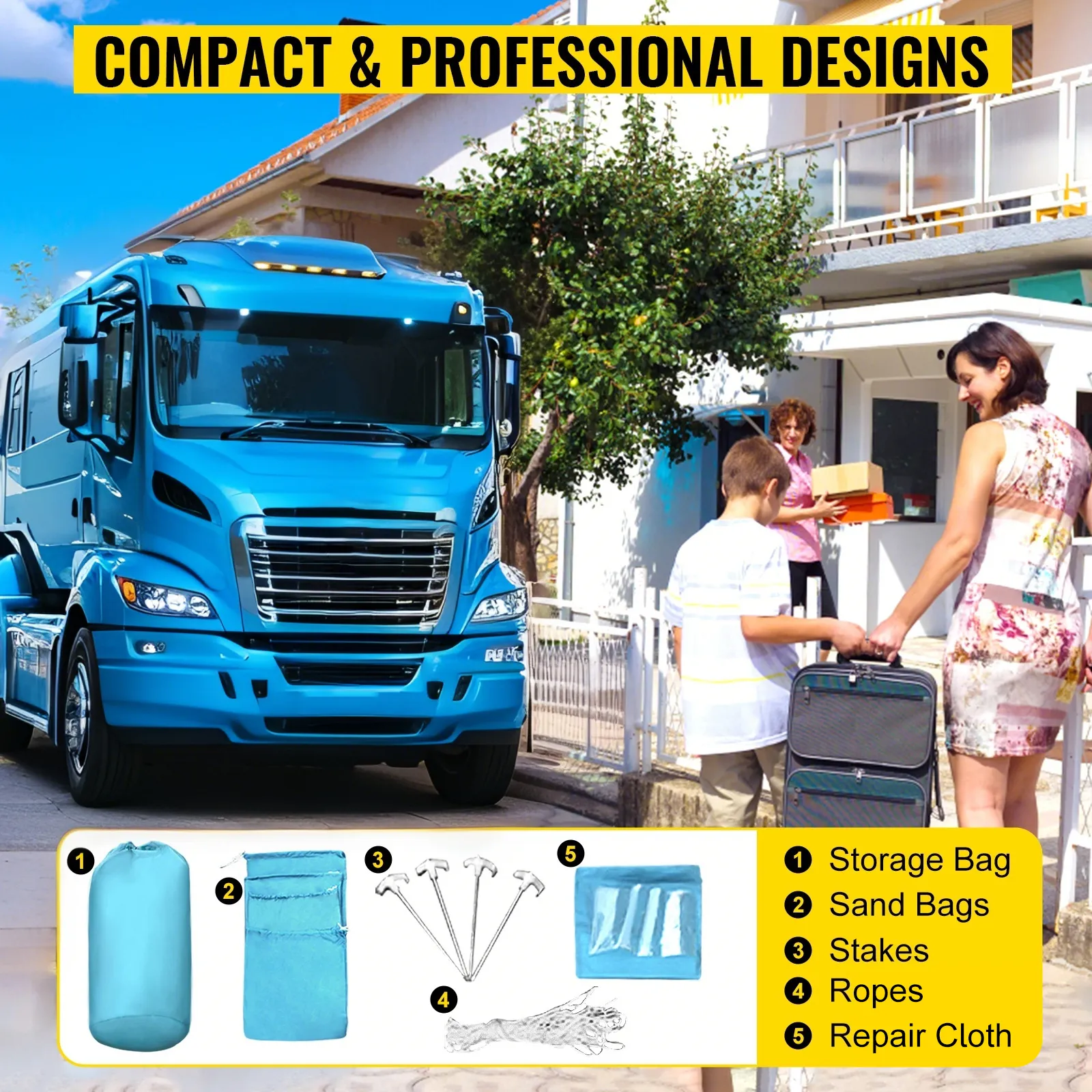 family loading car with VEVOR inflatable paint booth accessories, ready for a vacation.