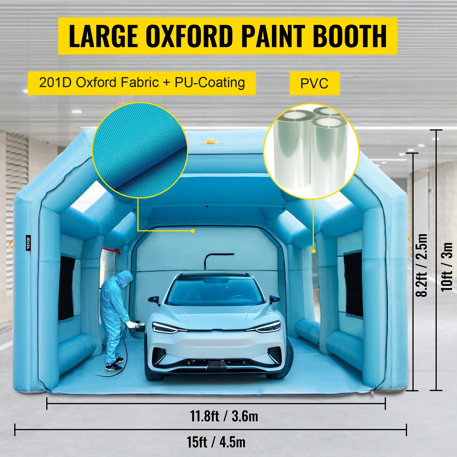 VEVOR inflatable paint booth with 201d oxford fabric and pvc for car painting.