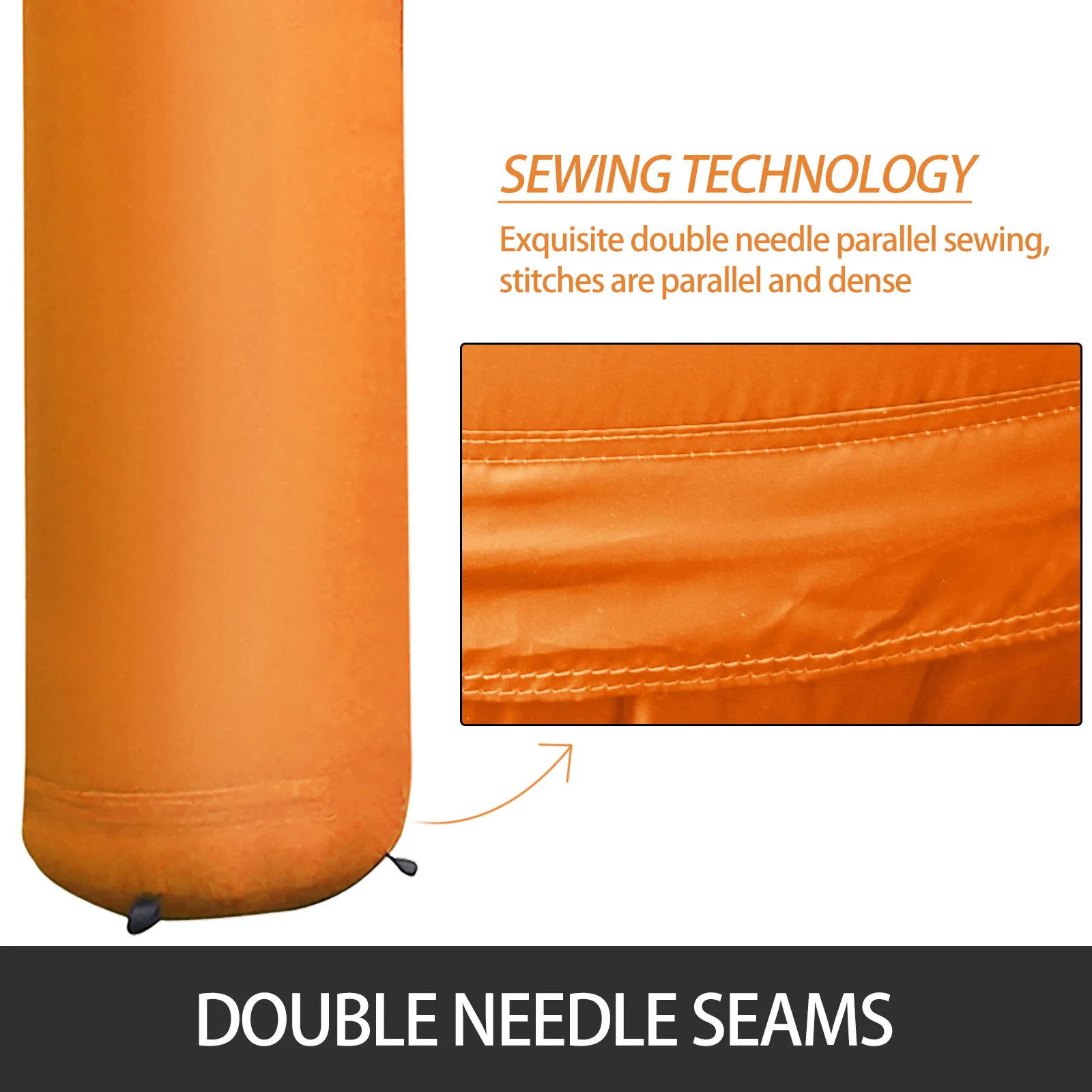 orange inflatable arch close-up showing VEVOR inflatable arch double needle seams.