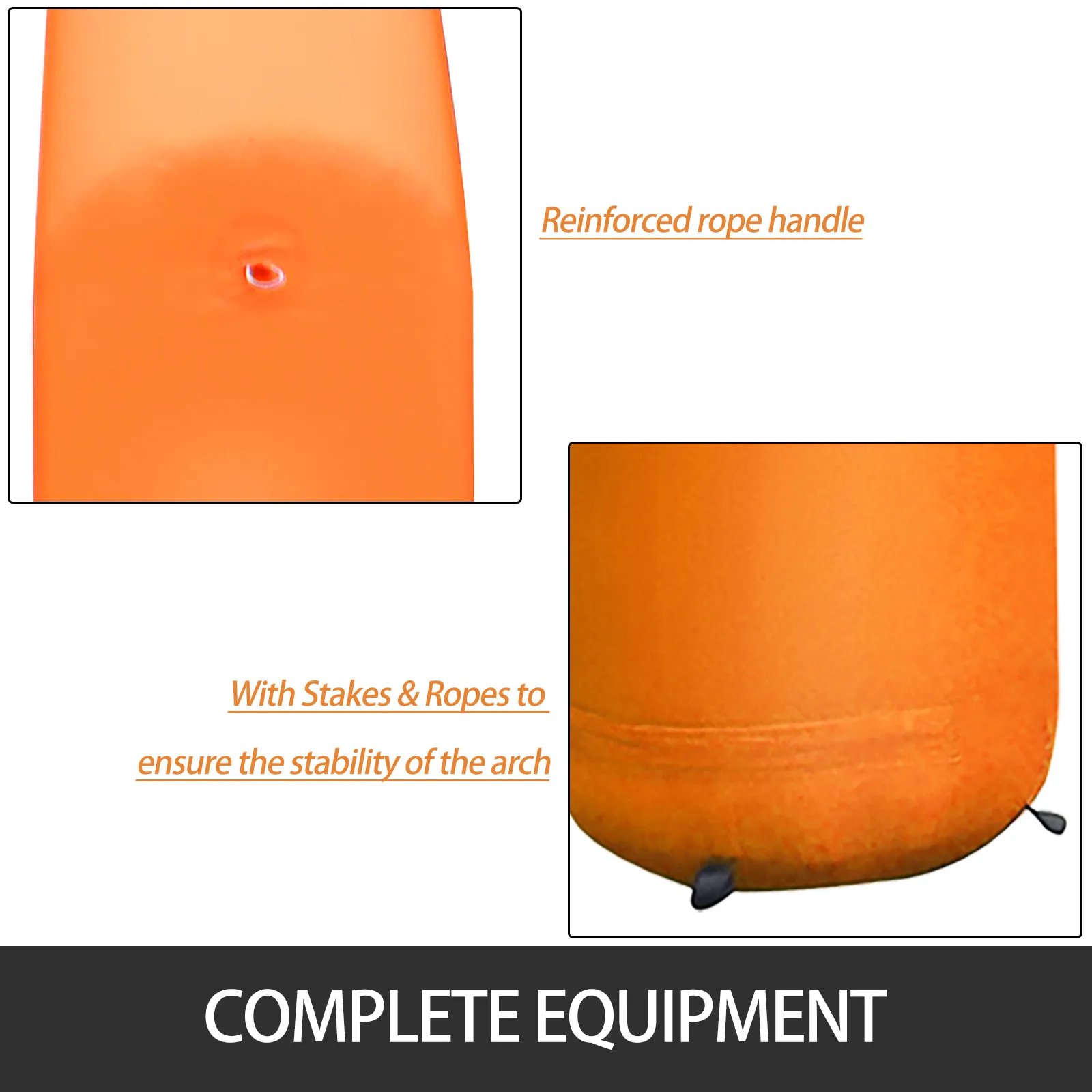 VEVOR inflatable arch with reinforced handle for stability with stakes and ropes.