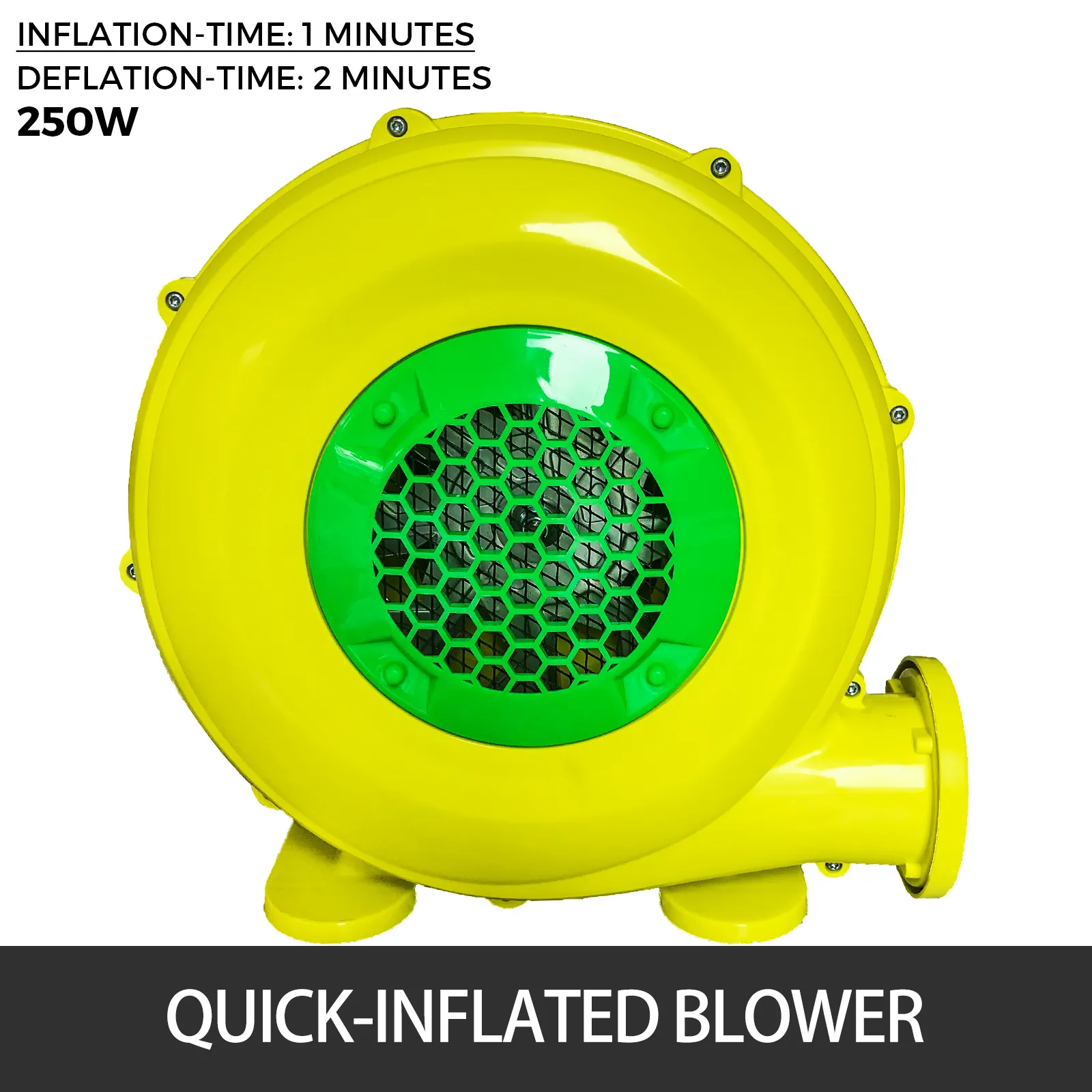yellow 250w quick-inflated blower for VEVOR inflatable arch, 1 minute inflation time.