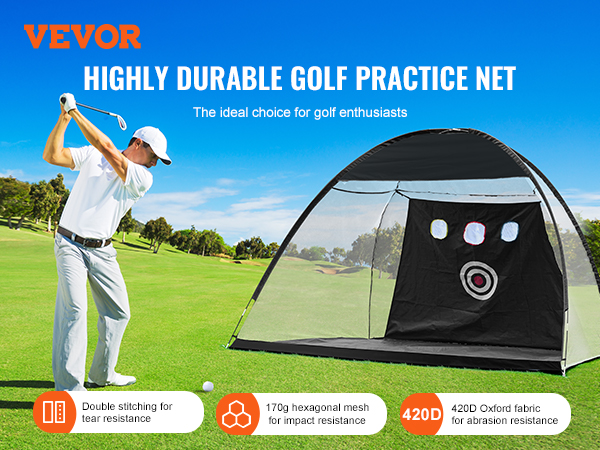 VEVOR Golf Net, 10x7ft Golf Practice Net, Indoor Outdoor Home Golf