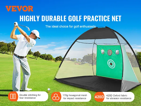 niezwykle wytrzymała siatka do ćwiczeń golfowych VEVOR z sześciokątnymi oczkami i tkaniną Oxford, idealna dla entuzjastów golfa.