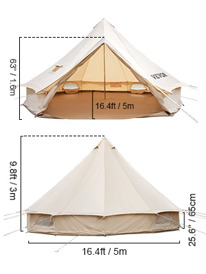 VEVOR 8-10 Person Canvas Glamping Bell Tent, Breathable