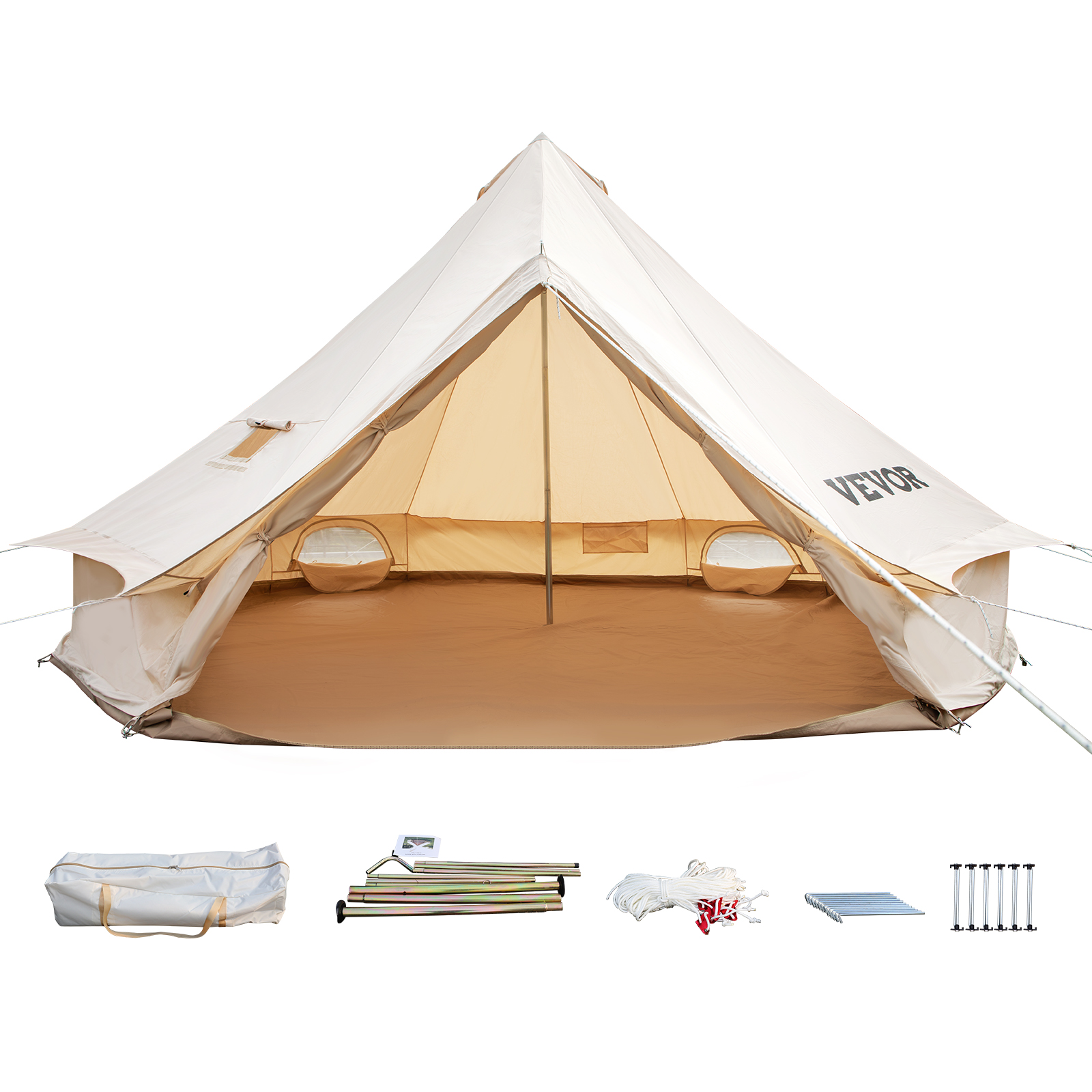 VEVOR 8-10 Person Canvas Glamping Bell Tent, Breathable