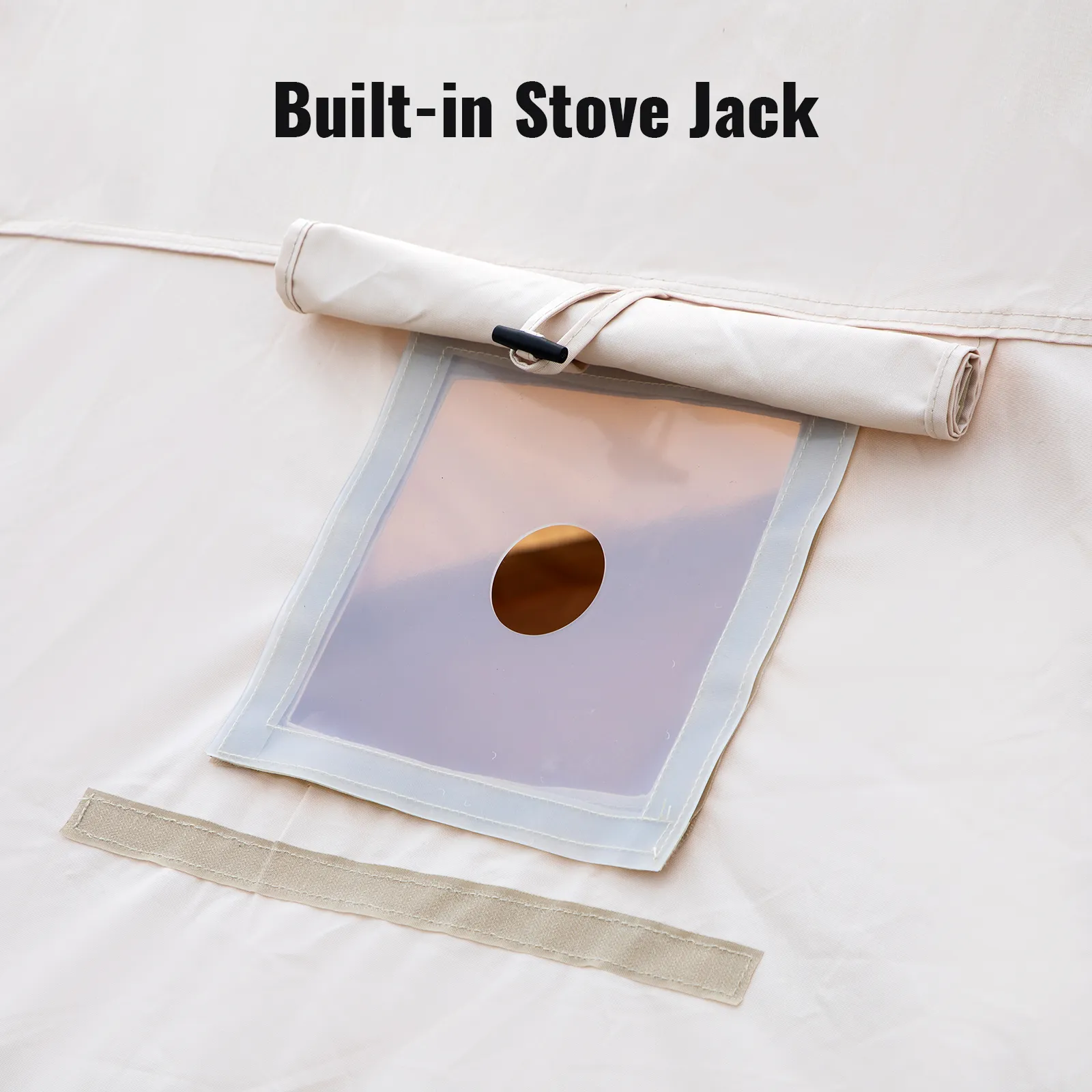 built-in stove jack on VEVOR glamping bell tent for safe and practical heating.