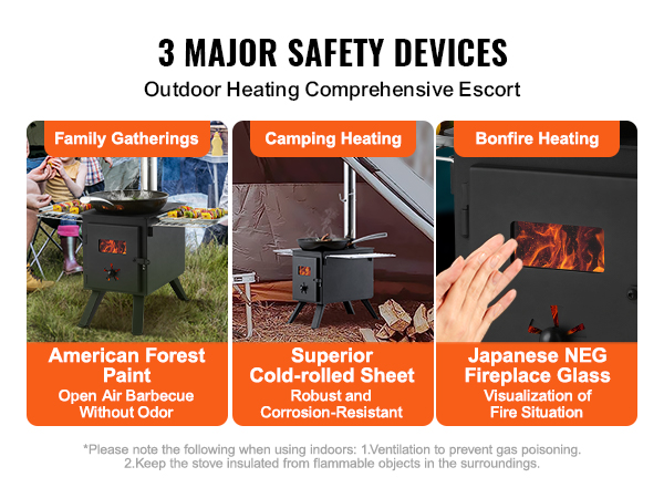 VEVOR Wood Stove, 86 inch, Alloy Steel Camping Tent Stove