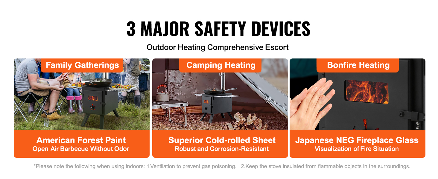VEVOR Wood Stove, 86 inch, Alloy Steel Camping Tent Stove