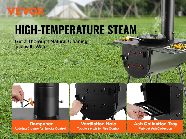 Coleman - ちゃきお VEVOR Wood Stove, 118 inch, Alloy Steel Camping Tent Stove