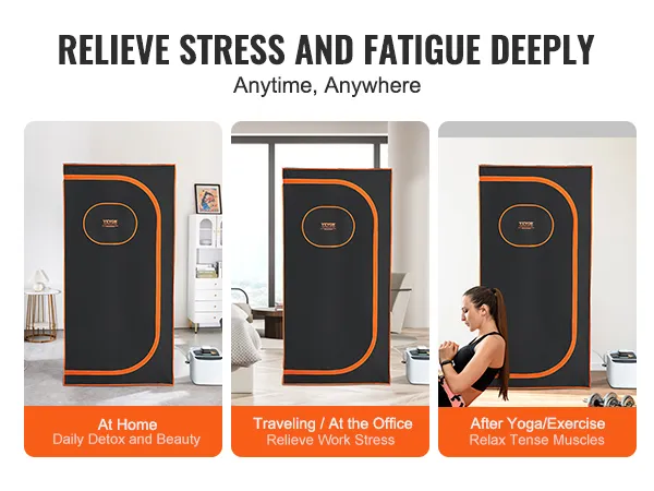 VEVOR portable steam sauna for home use, office stress relief, and post-yoga muscle relaxation.