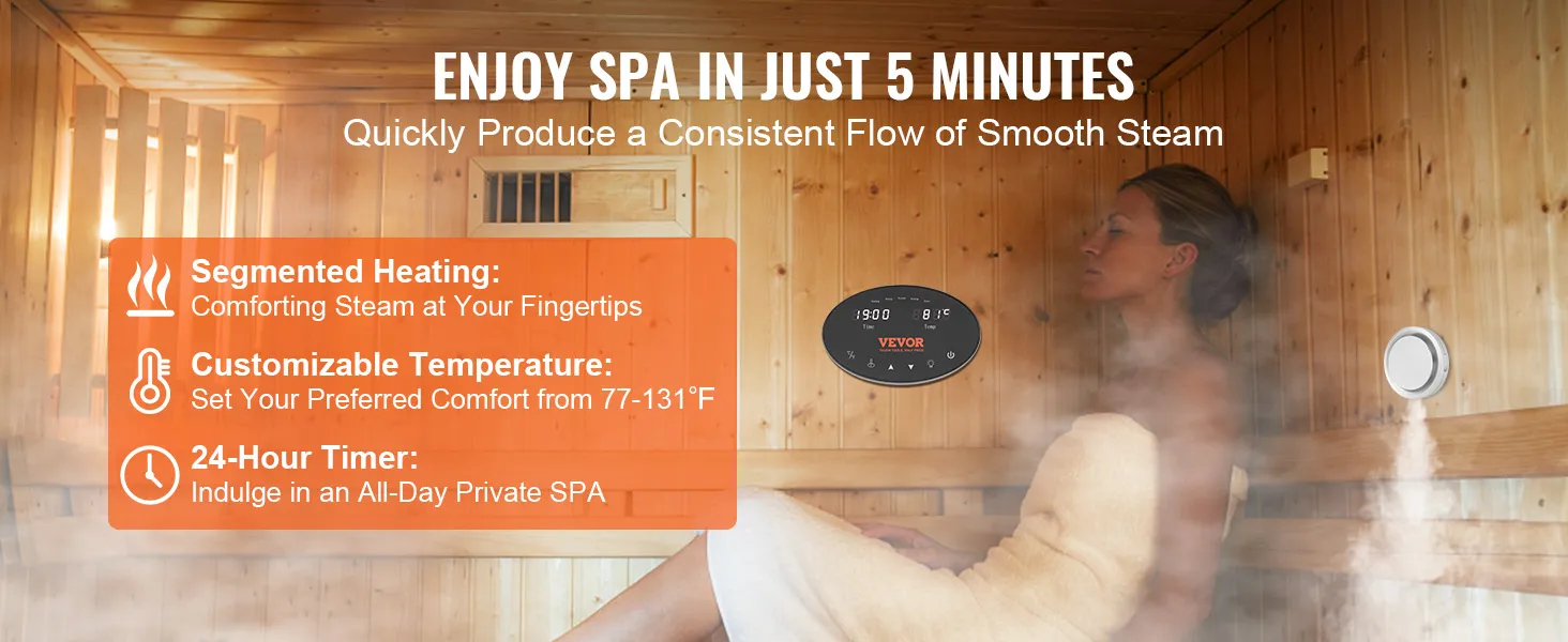 Disfrute de un spa en 5 minutos con el generador de ducha de vapor VEVOR, con temperatura personalizable.