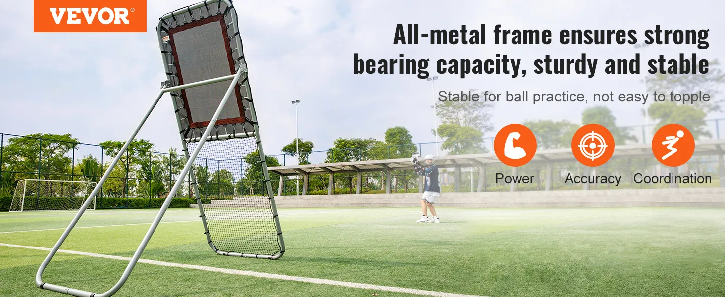 VEVOR Lacrosse-Rebounder mit Ganzmetallrahmen, ideal für Kraft-, Genauigkeits- und Koordinationstraining.