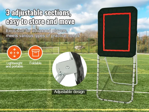 VEVOR Lacrosse-Rebounder mit verstellbaren Abschnitten, leicht, zusammenklappbar und einfach auf einem Sportplatz zu verstauen.