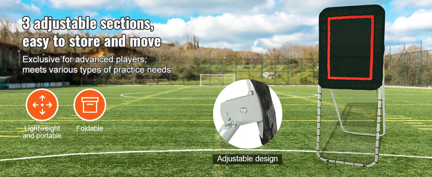 VEVOR Lacrosse-Rebounder mit verstellbaren Abschnitten, leicht, zusammenklappbar und einfach auf einem Sportplatz zu verstauen.