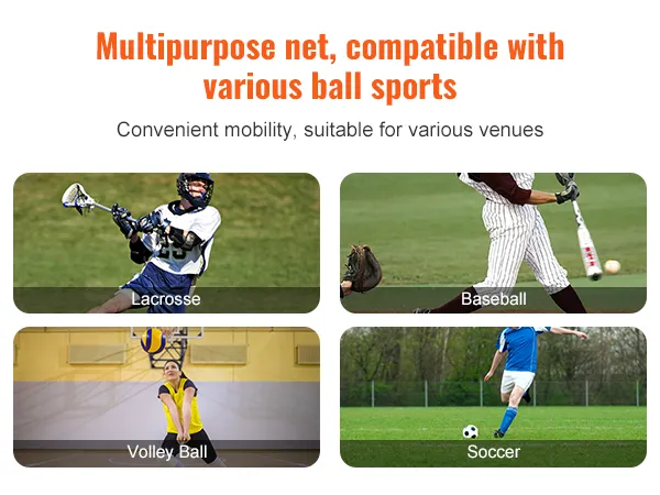 Mehrzwecknetz für Lacrosse, Baseball, Volleyball und Fußball. Einfache Mobilität für verschiedene Veranstaltungsorte.