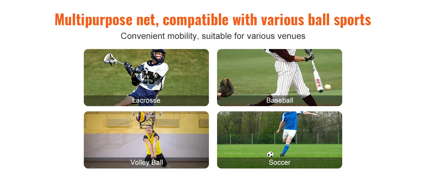 Mehrzwecknetz für Lacrosse, Baseball, Volleyball und Fußball. Einfache Mobilität für verschiedene Veranstaltungsorte.