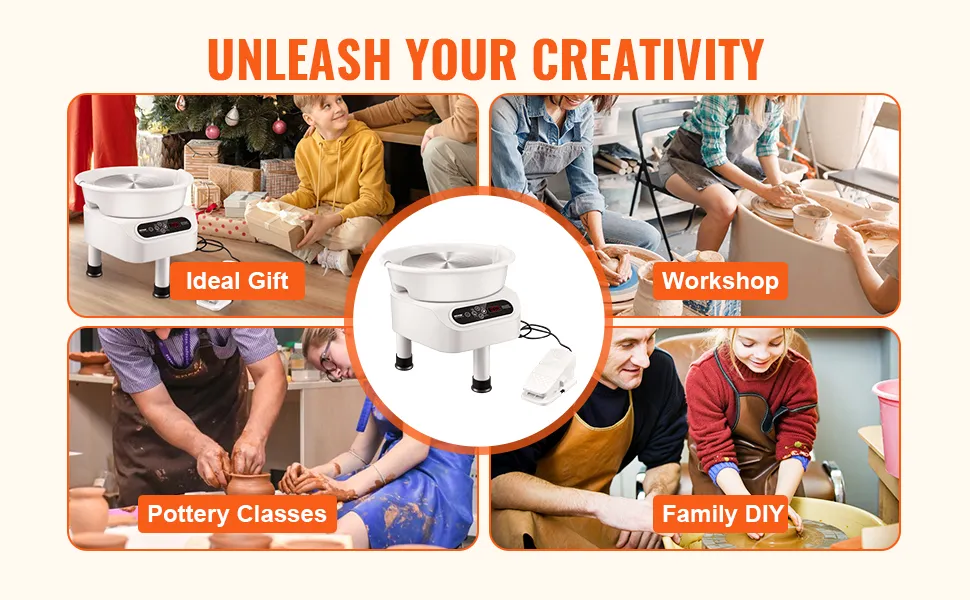unleash creativity with VEVOR pottery wheel—ideal gift, pottery classes, workshops, and family diy.