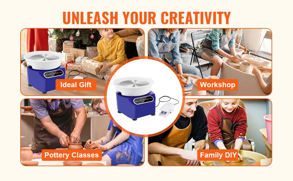 Torno de cerámica VEVOR ideal para regalos, talleres, clases de cerámica y proyectos de bricolaje familiares. Da rienda suelta a tu creatividad.