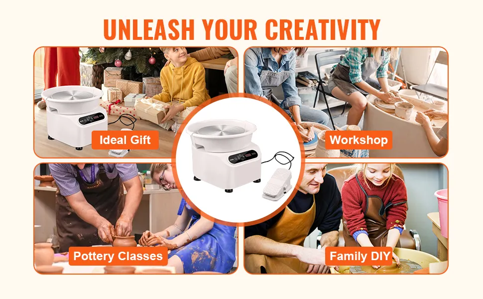 unleash your creativity with the VEVOR pottery wheel for ideal gifts, workshops, pottery classes, and family diy.