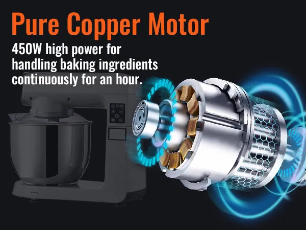 VEVOR stand mixer with 450w pure copper motor for efficient baking ingredient handling.