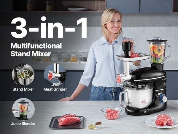 VEVOR 3 in 1 Stand Mixer – 6 QT Bowl, 660 W, 6 + P Speeds