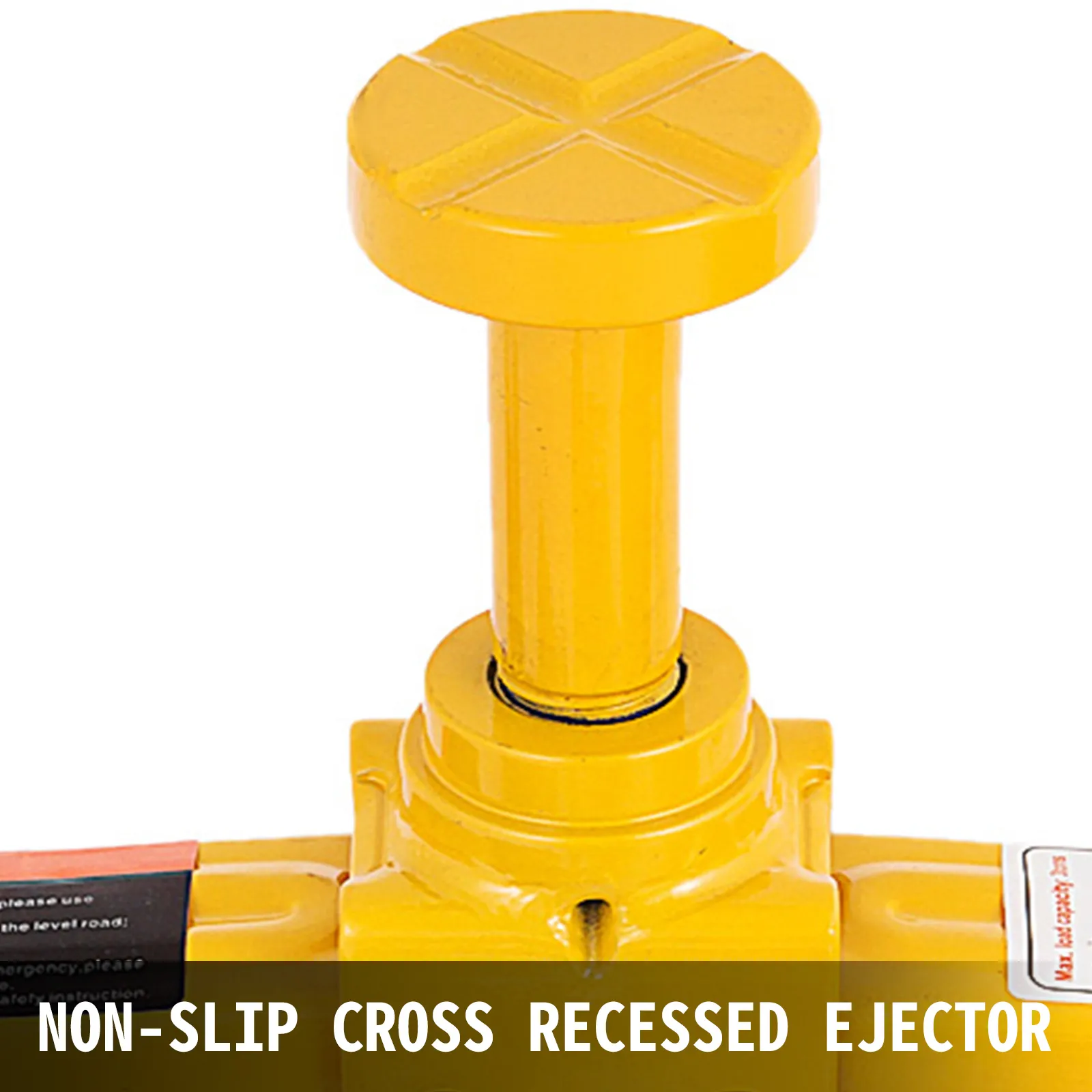 Gato eléctrico para coche VEVOR amarillo con eyector empotrado en cruz antideslizante.