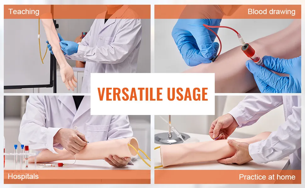 VEVOR Phlebotomy Practice Kit, IV Venipuncture Intravenous Training Kit, High Simulation IV Practice Arm Kit with Carrying Bag, Practice and Perfect IV Skills, for Students Nurses and Professionals