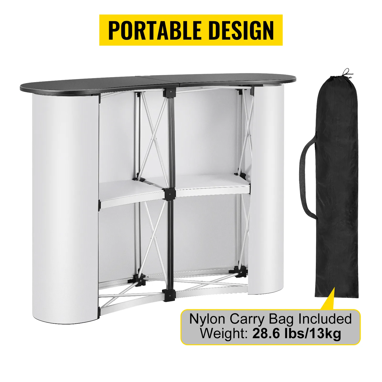 VEVOR exhibition counter stand with nylon carry bag and portable design.