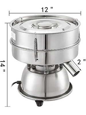 VEVOR sieve shaker, stainless steel, dimensions: 12 inches diameter, 14 inches height.