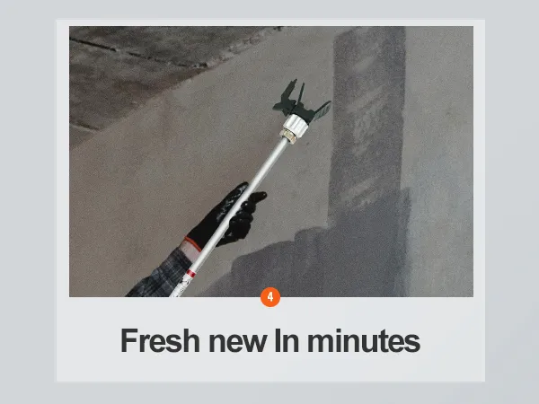 El pulverizador de pintura sin aire VEVOR cubre sin esfuerzo un techo, con el texto "nuevo y fresco en minutos".