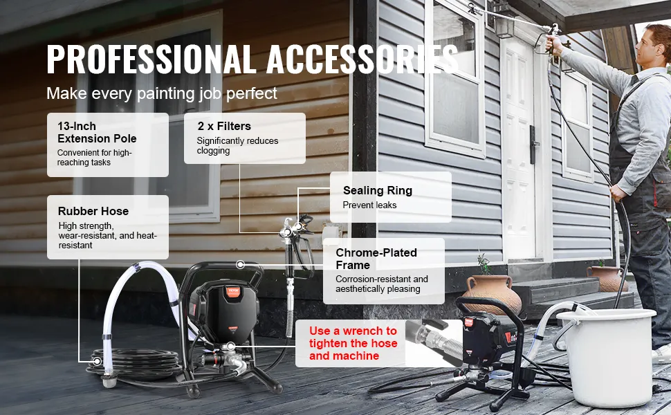 VEVOR Stand Airless Paint Sprayer, 3000PSI 750W Efficient Electric Airless Sprayer,for Home Interior and Exterior Furniture and Fences, Handheld Paint Sprayers, Fine and Even Painting Effect