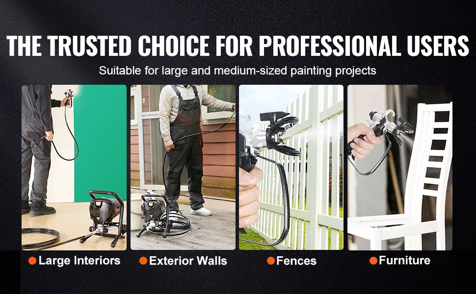 VEVOR Stand Airless Paint Sprayer, 3000PSI 750W Efficient Electric Airless Sprayer,for Home Interior and Exterior Furniture and Fences, Handheld Paint Sprayers, Fine and Even Painting Effect