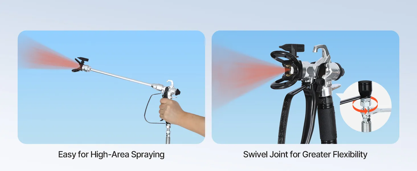 VEVOR Stand Airless Paint Sprayer, 650W, 3000PSI High Pressure Airless Sprayer with Cart, Cleaning Brush, Hose, Extension Rod, Nozzles, Electric Spray Paint Machine for House Exterior and Interior