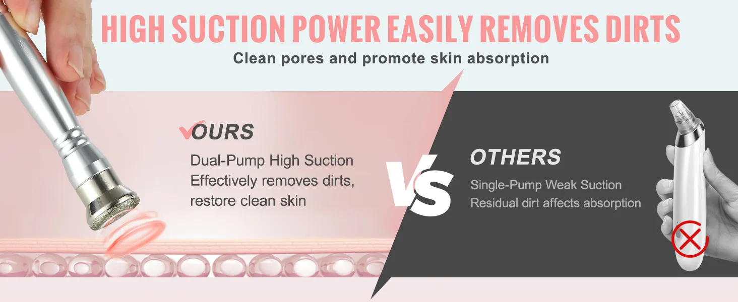 Máquina de microdermoabrasión de diamante VEVOR frente a otras: alto poder de succión limpia y promueve la absorción de la piel.