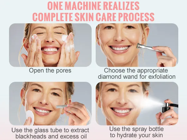 Máquina de microdermoabrasión de diamante VEVOR para un proceso completo de cuidado de la piel con exfoliación e hidratación.