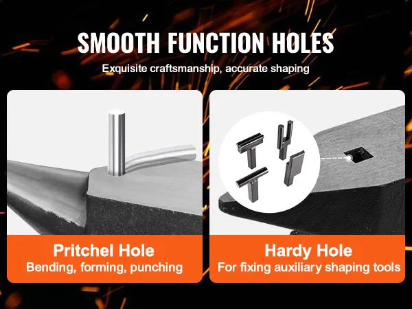 VEVOR single horn anvil with pritchel and hardy holes for precise shaping and bending.